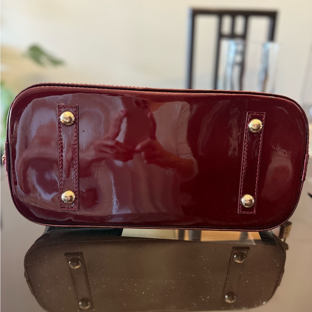 Elegant Burgundy Monogram Satchel - Picture 11 of 15
